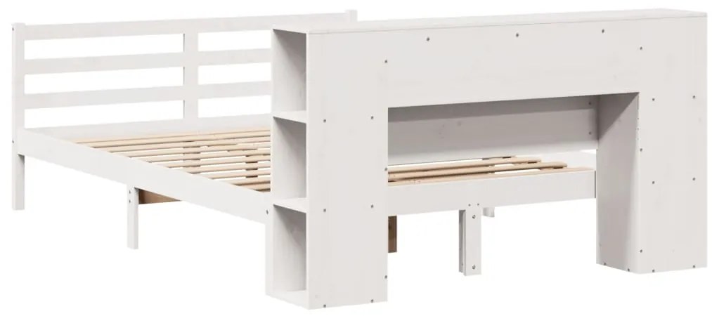 Cama com estante sem colchão 140x190 cm pinho maciço branco