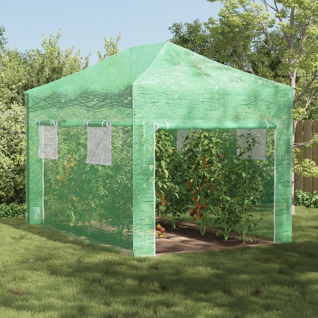 vidaXL Estufa de Jardim Pop-Up - Verde - 410x280x315 cm - Aço
