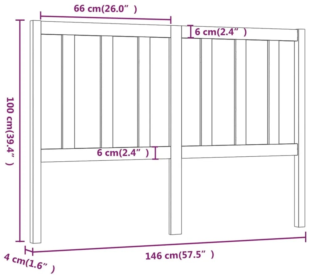 Cabeceira de cama 146x4x100 cm pinho maciço castanho mel