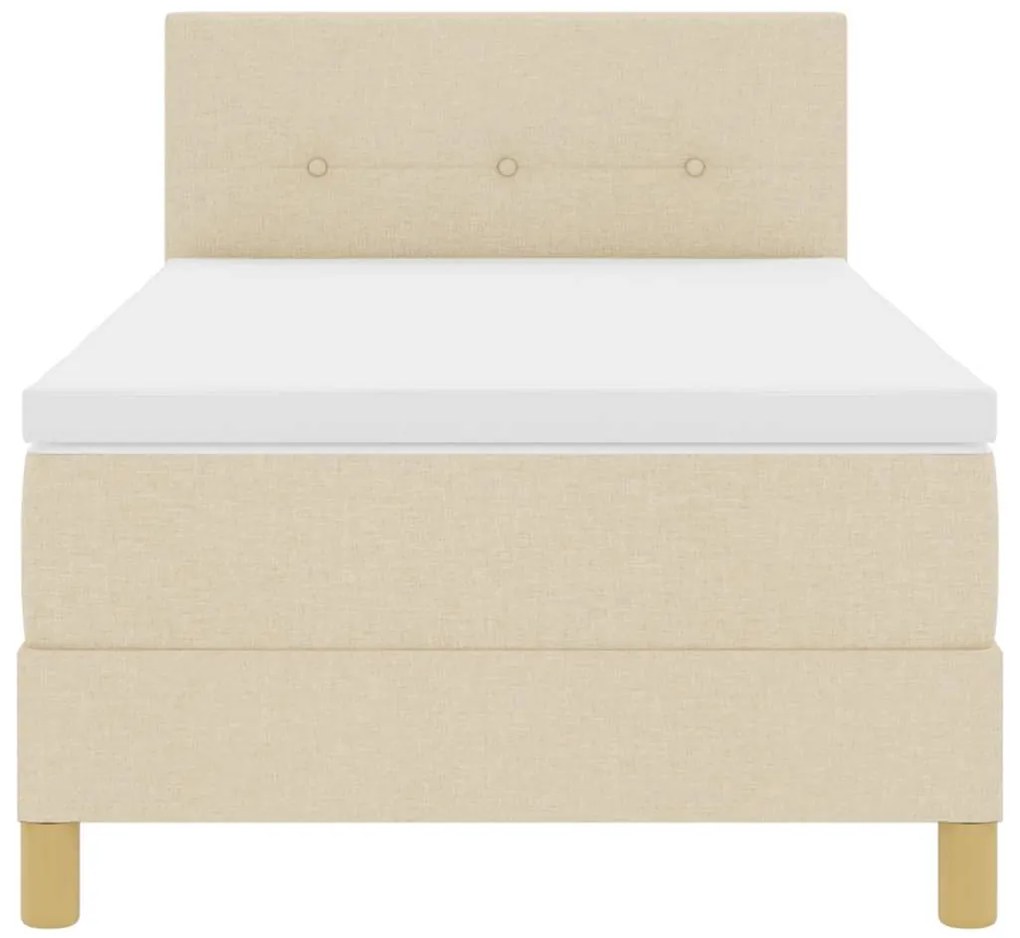 Cama Box com Colchão &amp; LED Creme 90x200 cm Tecido