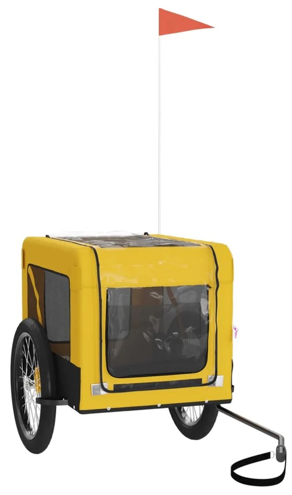 Reboque bicicleta p/ animais tecido oxford/ferro amarelo/preto