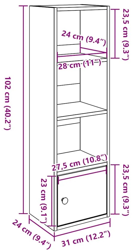 Estante 31x24x102 cm derivados de madeira cinzento sonoma