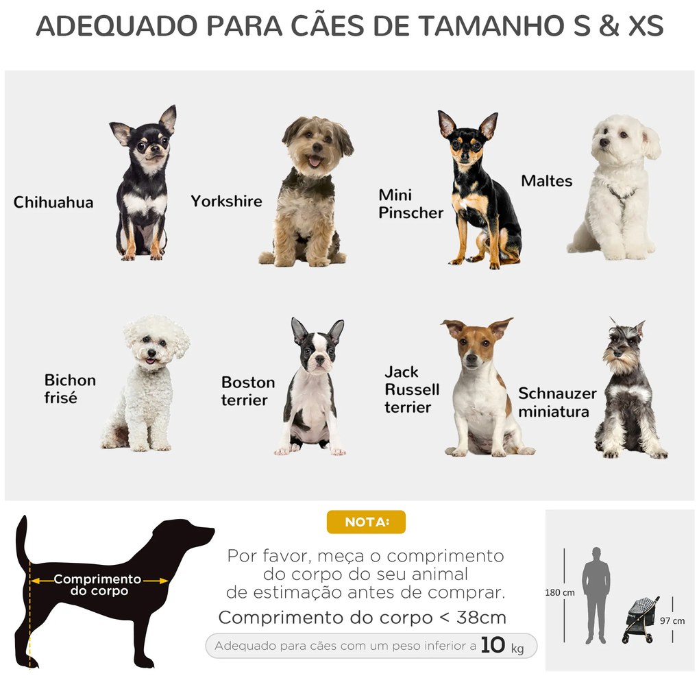 Carrinho para Cães Carrinho para Animais de Estimação com Janela de Malha e Cinto de Segurança 80x44,5x97 cm Preto