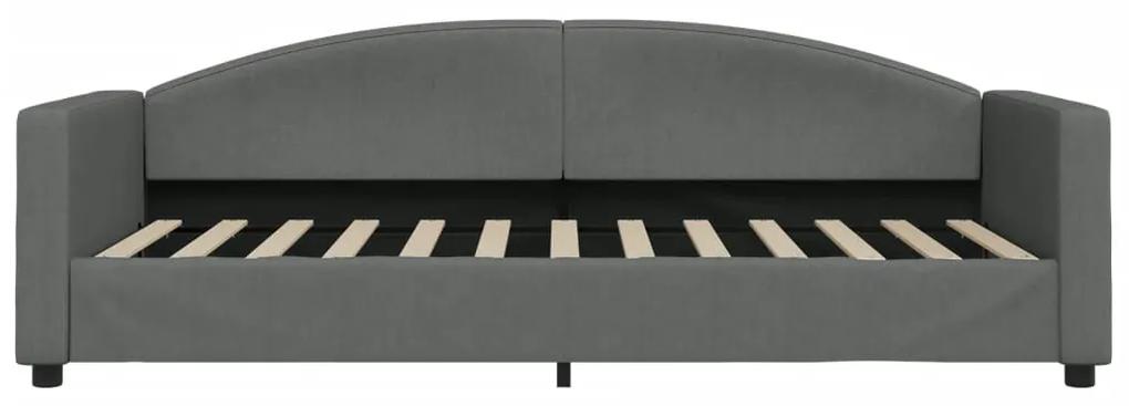 Sofá-cama com colchão 90x200 cm tecido cinzento-escuro