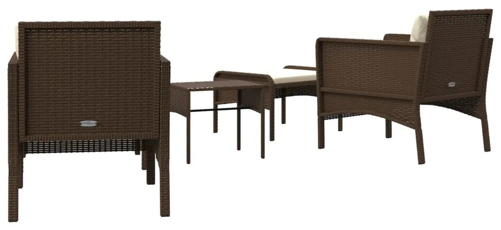 5 pcs conjunto lounge jardim c/ almofadões vime PE castanho