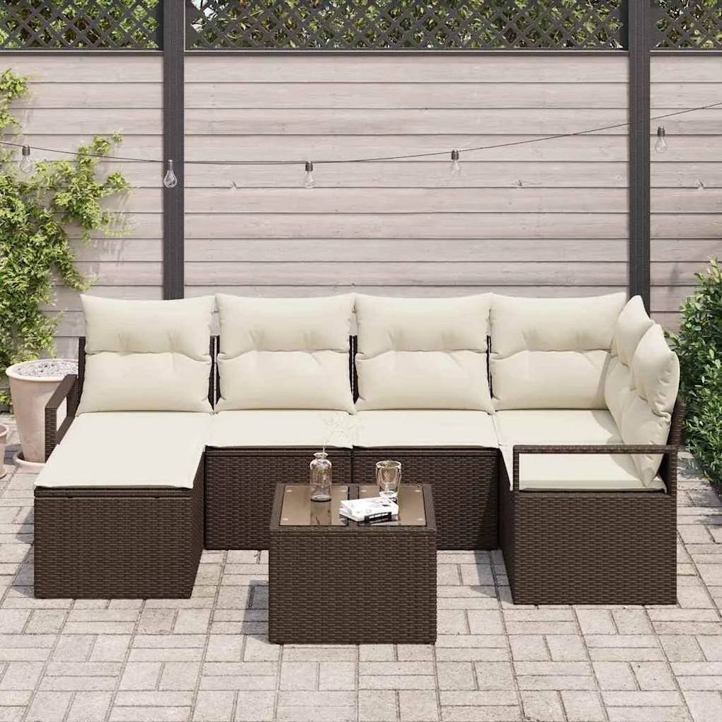 Conjunto de Sofá de 6 Peças com Almofadas Cinza em Rattan Sintético