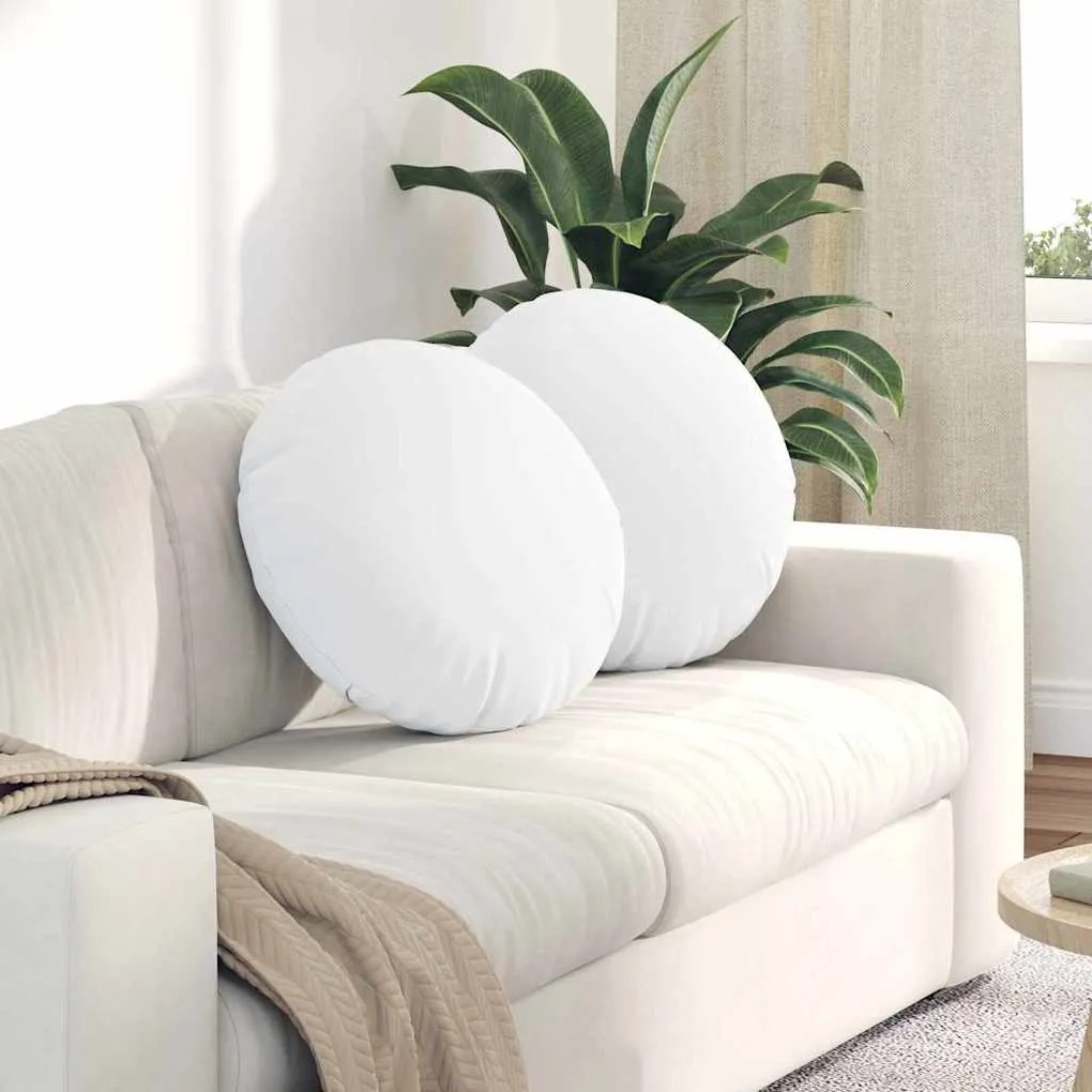 vidaXL Almofadas de Assento 2 pcs Branco Ø50 x 19 cm tecido