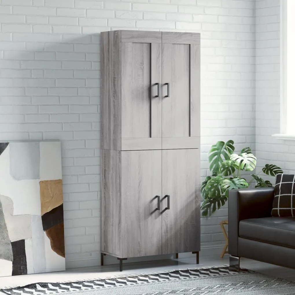 vidaXL Armário alto 69,5x34x180 cm derivados de madeira sonoma cinza
