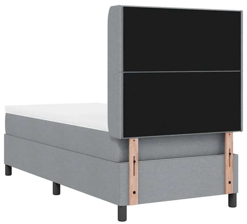 Cama Box Spring com Colchão e Luz LED Cinza Claro 80 x 200 cm