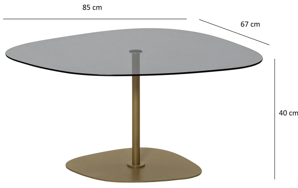 Mesa de Café Soho - Cinza Escuro e Dourado - 85cm x 40cm x 67cm