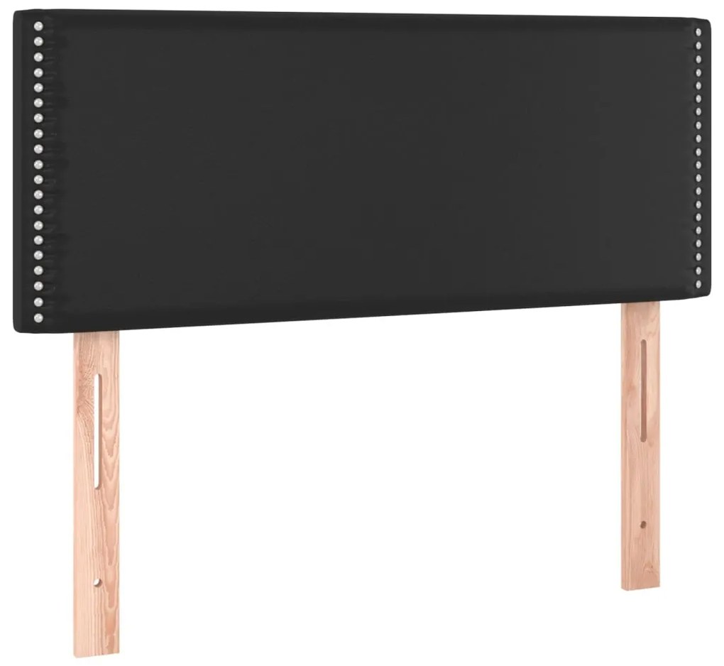 Cama box spring c/ colchão/LED 90x190 cm couro artificial preto