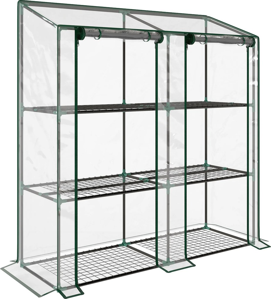 Outsunny Estufa de Jardim de 3 Níveis Estufa de Terraço para Cultivo de Plantas em Pátio 143x46x141/151 cm Transparente | Aosom Portugal