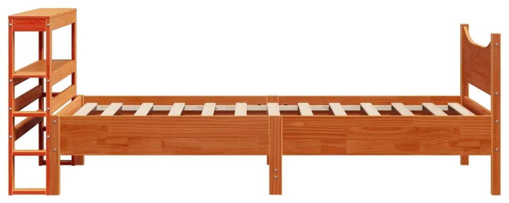 Estrutura cama c/ cabeceira 75x190 cm pinho maciço castanho-mel
