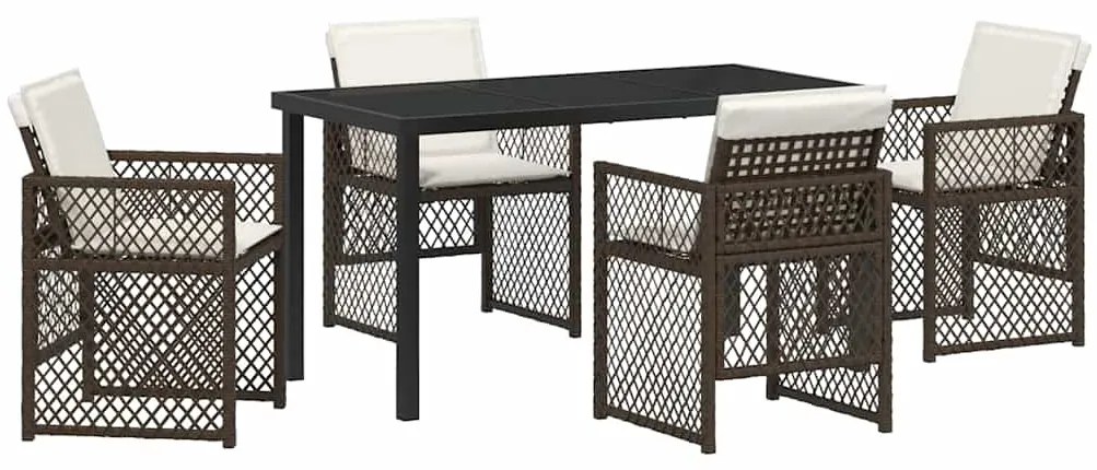 Conjunto de Jantar de Jardim vidaXL de 5 Peças com Almofadas Vime Sint