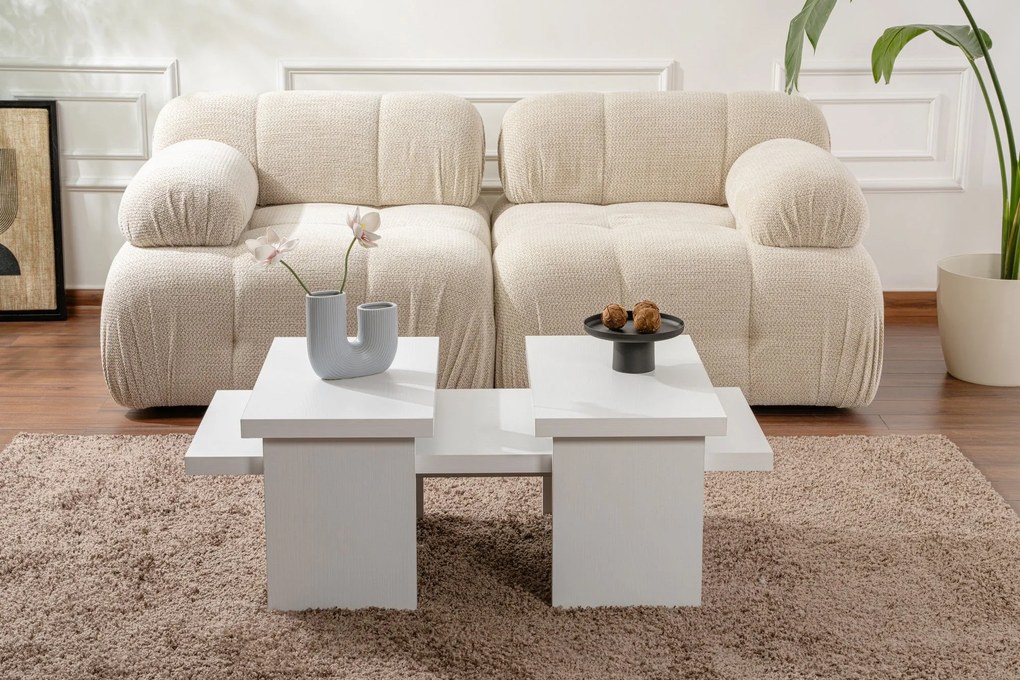 Mesa de Café Sanctuary – Branco Madeira – 110x39,3x45 cm