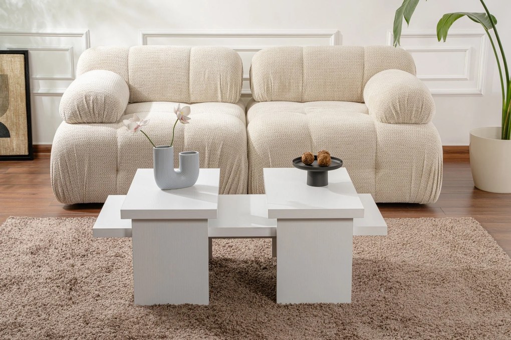 Mesa de Centro "Sanctuary" – Branco, 110x45x41,5 cm, Design Acolhedor