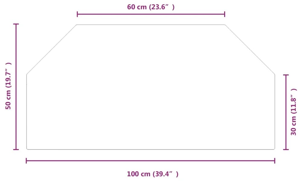 Placa de vidro para lareira hexagonal 100x50 cm