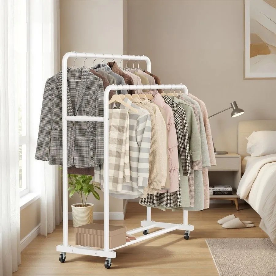 Guarda roupa aberto com rodas 46,5 x 110 x 155,5 cm Branco