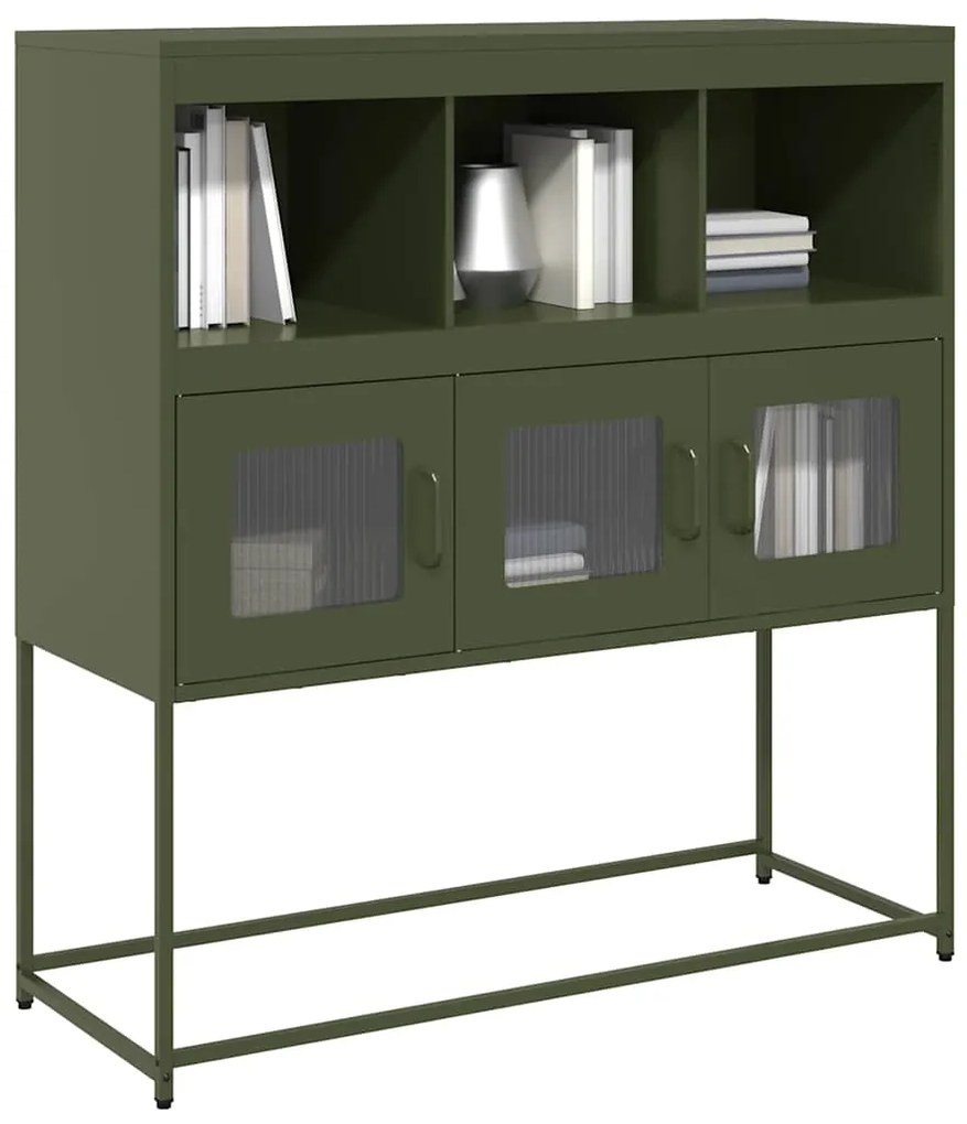 vidaXL Aparador 100,5x39x107 cm aço laminado a frio verde-azeitona