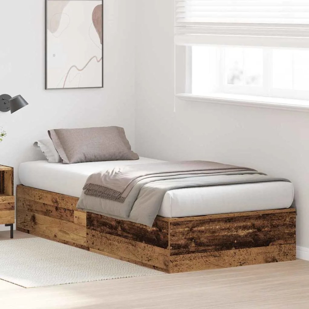 Cama com espaço pra guardar coisas da Madeira velha 90x190 cm, feita d