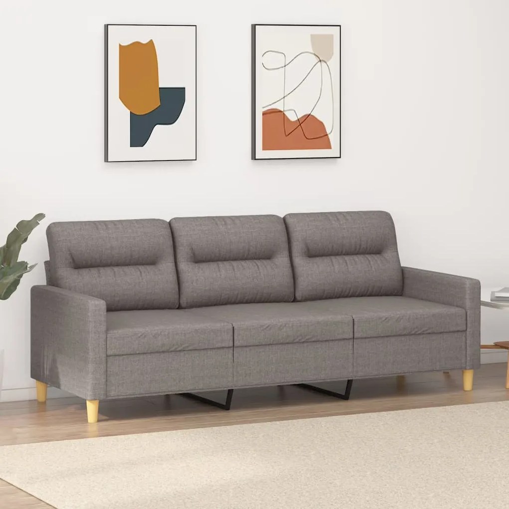 vidaXL Sofá de 3 lugares tecido 180 cm cinzento-acastanhado