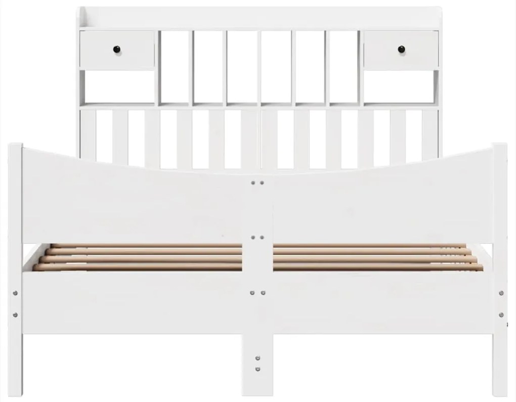 Cama sem colchão 150x200 cm madeira de pinho maciça branco