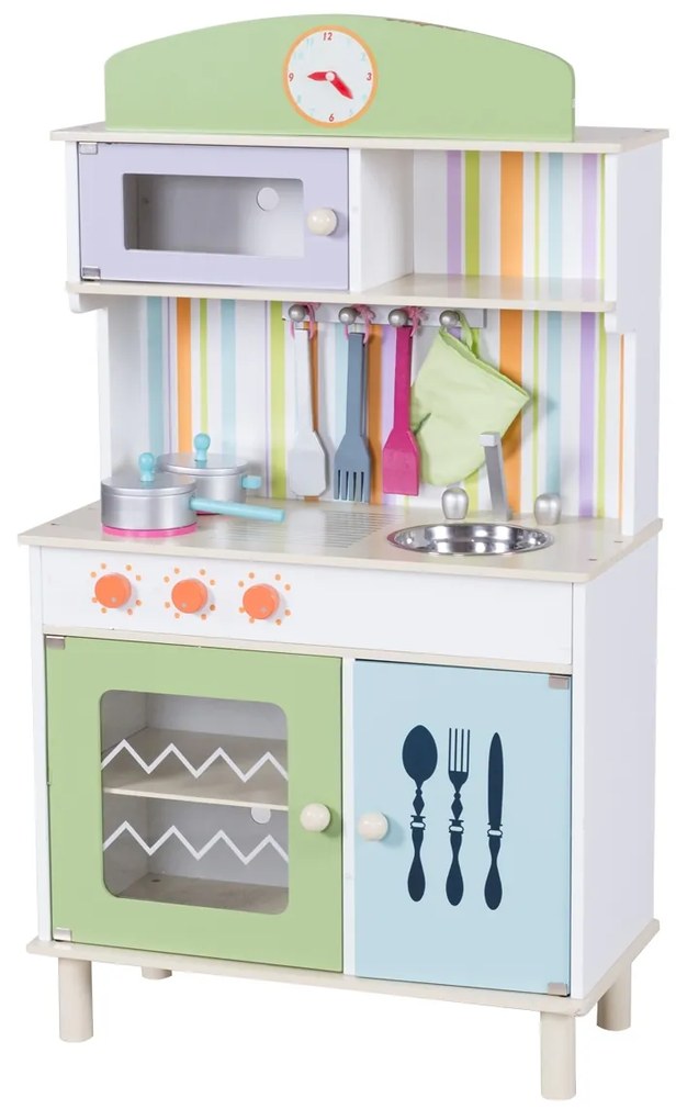 Cozinha de brincar infantil Cozinha de madeira com Acessório 60 x 30 x 107 cm Verde
