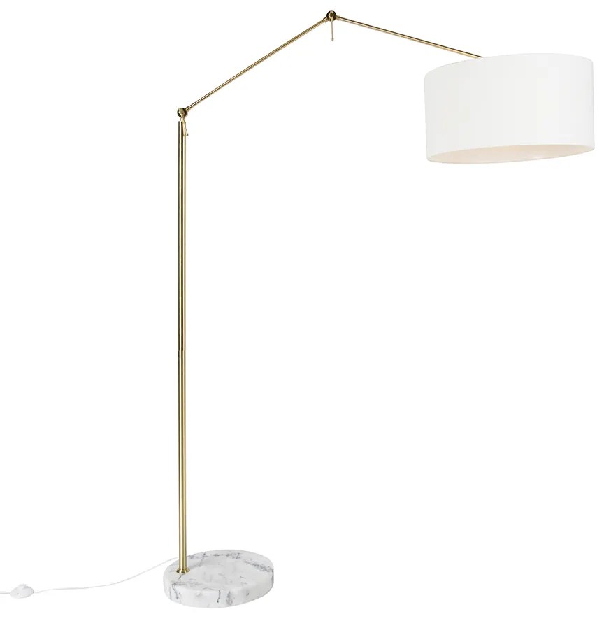 Candeeiro de pé moderno dourado com cúpula branca 50 cm ajustável - Editor