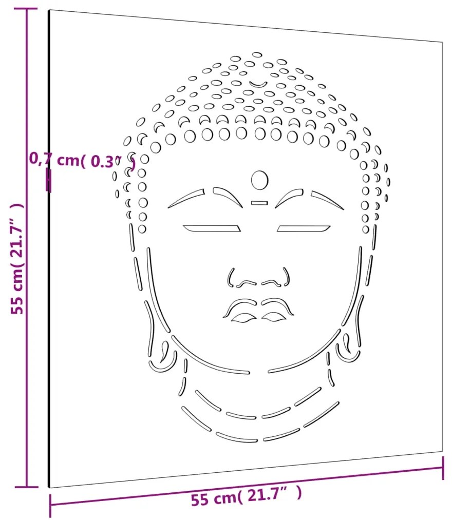Decoração de Parede para Jardim - Cabeça Buda - Aço Corten - 105x55cm