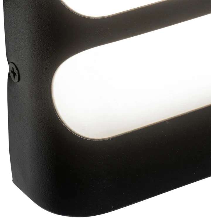 Candeeiro de parede moderno preto com LED IP44 - Gaev Moderno