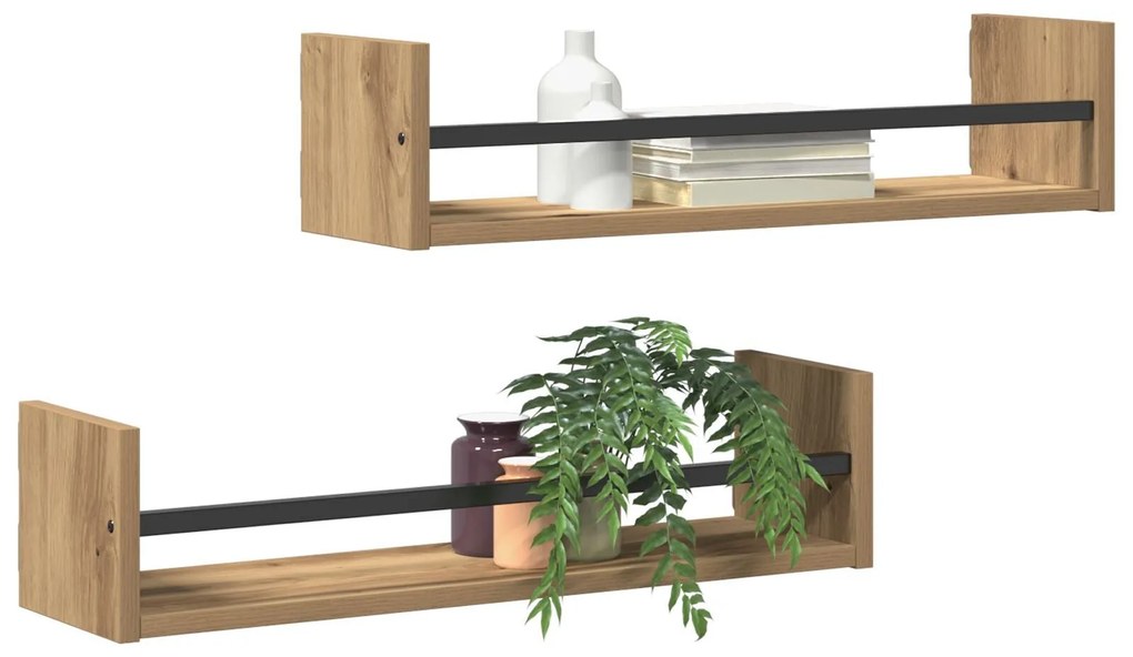 Prateleiras 2 pcs Carvalho Artisan 60x16x14 cm Madeira Engenharia