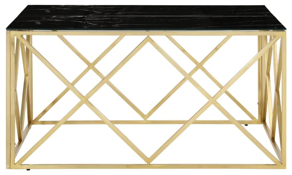 Mesa de centro aço inoxidável e vidro temperado dourado