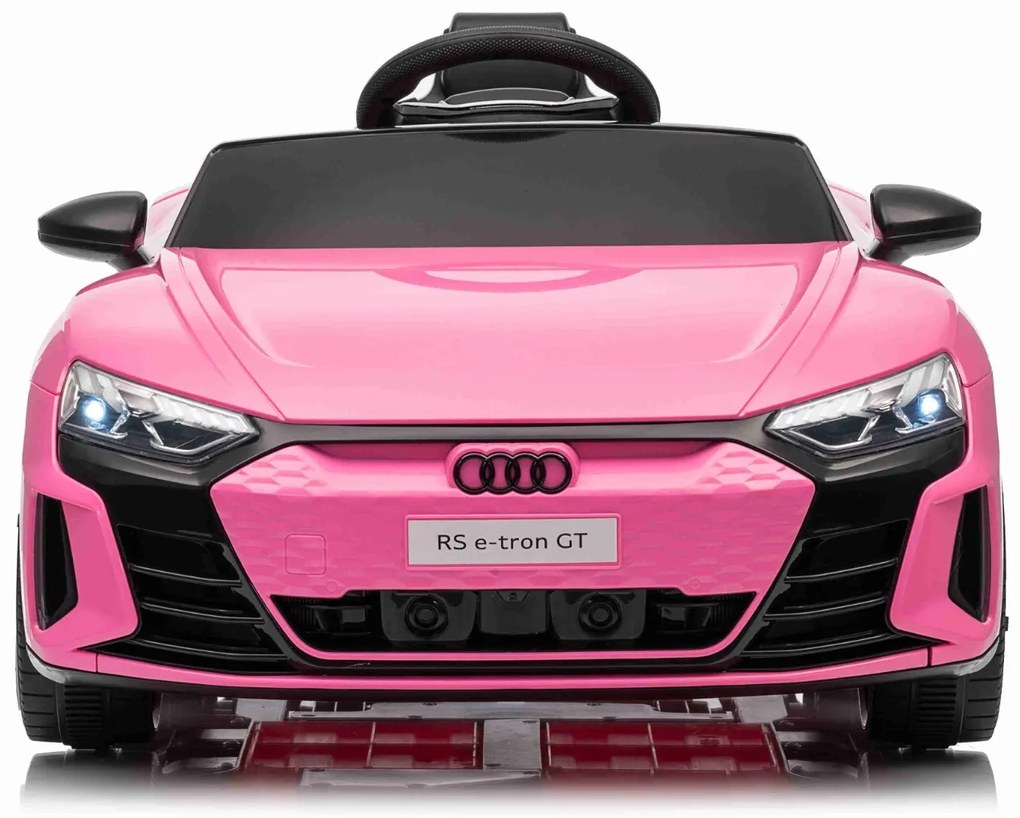 Carro elétrico para crianças Audi RS E-tron GT 12V, controlo remoto, USB / AUX, Bluetooth, bateria de lítio, luzes LED licença ORIGINAL Rosa
