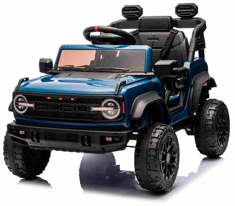 Carro elétrico para crianças 12V Ford Bronco com tração traseira, licenciado (1 Lugar) bateria de lítio, leitor de MP3 com entrada USB, luzes LED Azul