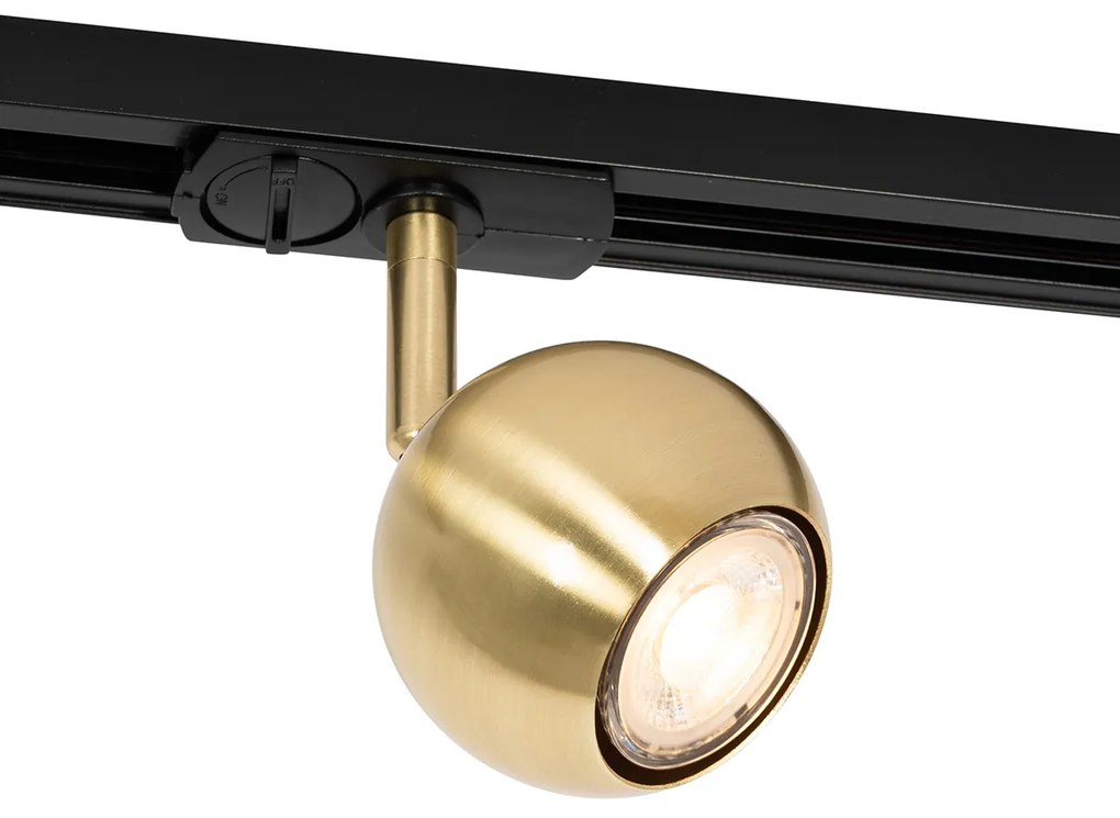 Foco de trilho monofásico moderno preto com dourado - Iconic Gissi