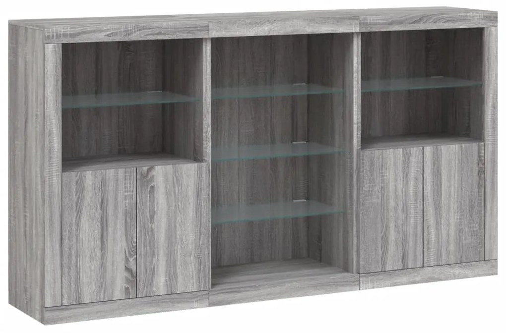 Aparador com luzes LED 181,5x37x100 cm cinzento sonoma