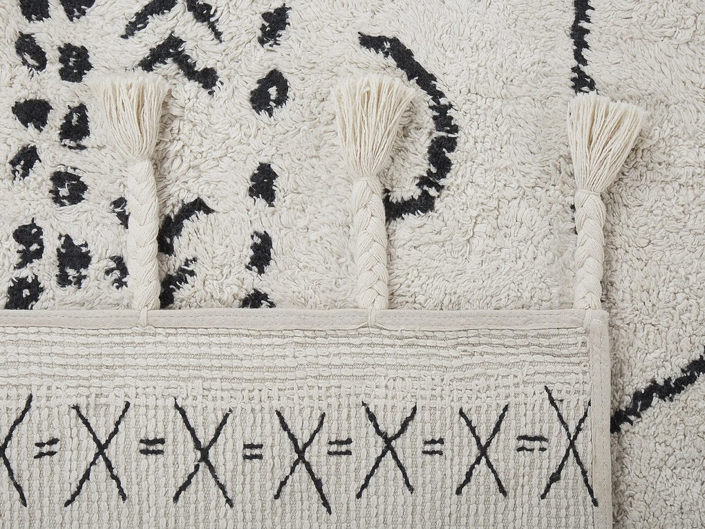 Tapete de algodão preto e branco 80 x 150 cm KHOURIBGA Beliani