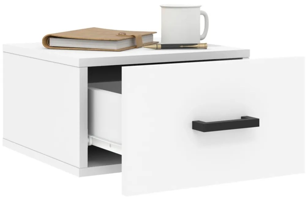 Mesas de cabeceira montagem na parede 2 pcs 35x35x20 cm branco
