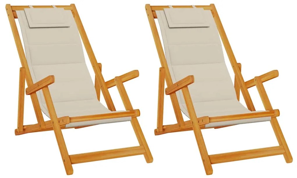 Cadeiras de Praia Dobráveis vidaXL 2 pcs Taupe em Madeira de Acácia Só