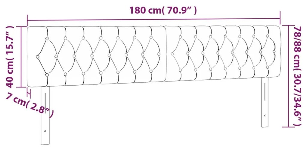 Cabeceira de cama c/luzes LED tecido 180x7x78/88cm cinza-escuro