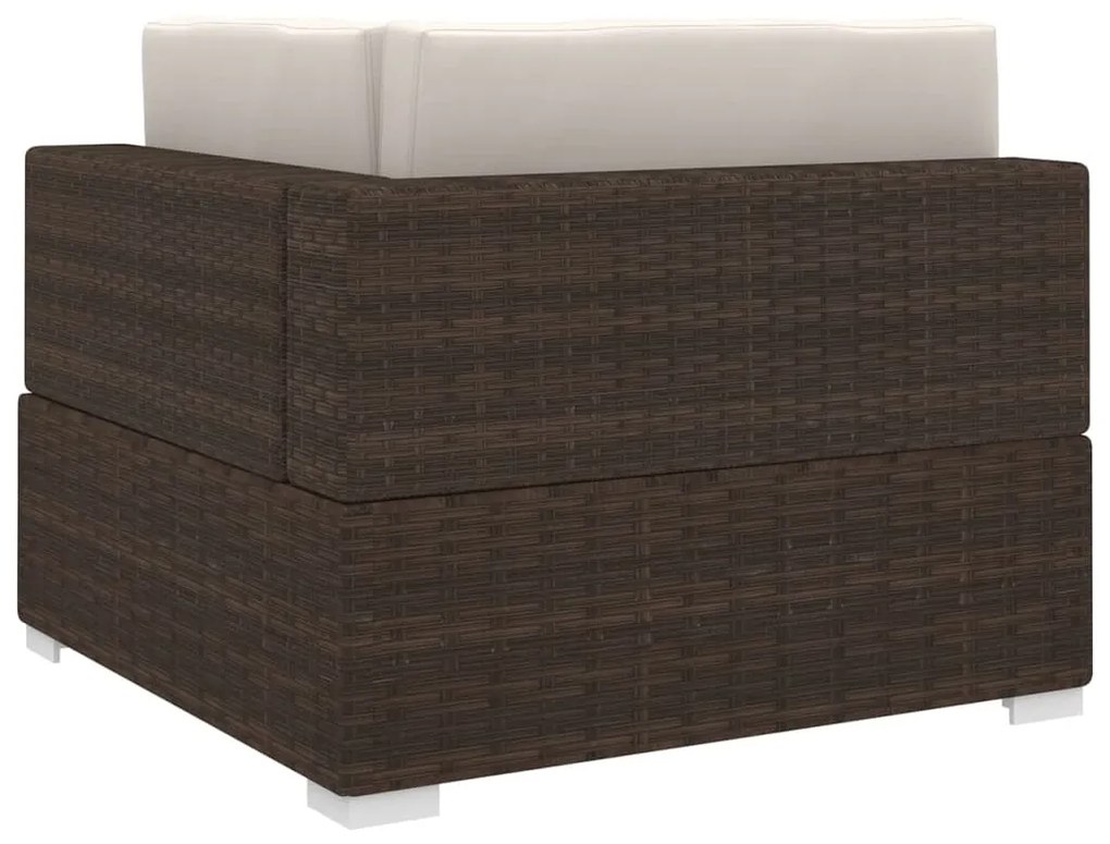 Cadeira de canto seccional c/ almofadões 1 pc vime PE castanho