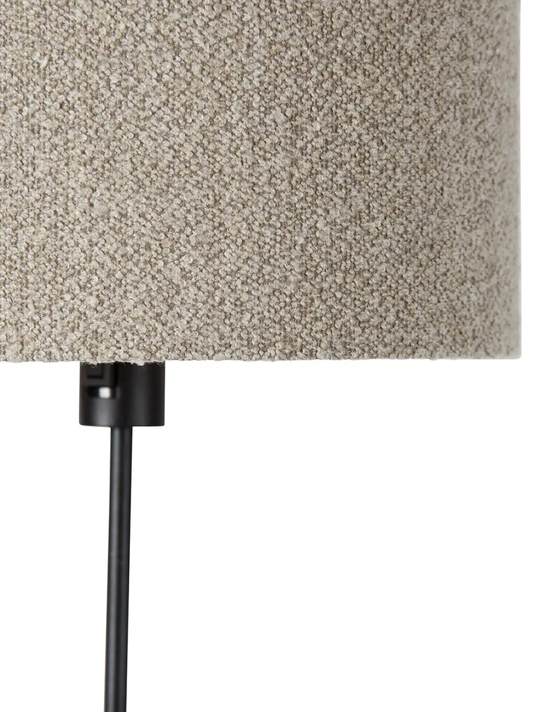 Candeeiro de pé preto regulável com abajur taupe 35 cm - Parte Design