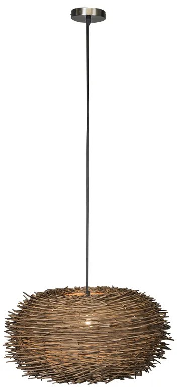 Candeeiro de suspensão rústico castanho em vime - Hatch 45