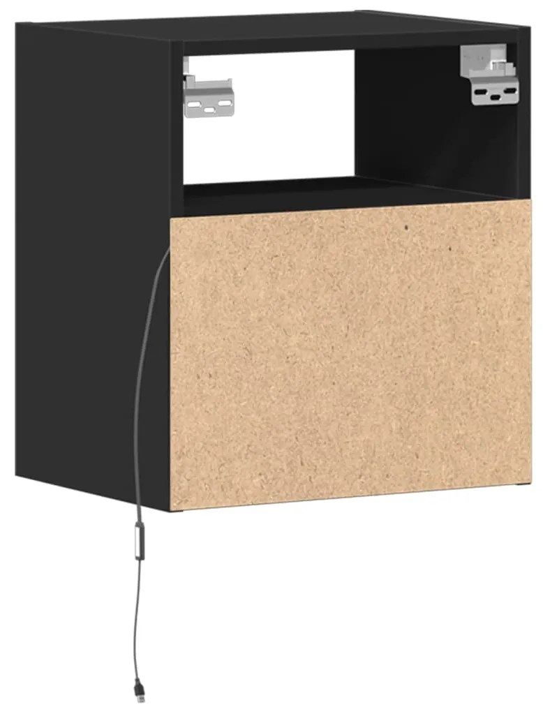 Móveis de parede p/ TV com luzes LED 2 pcs 41x31x45 cm preto