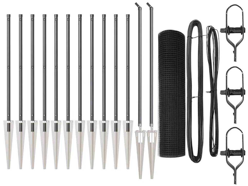 Conjunto de Postes de Cerca Conjunto de 2 Cinza, Preto
