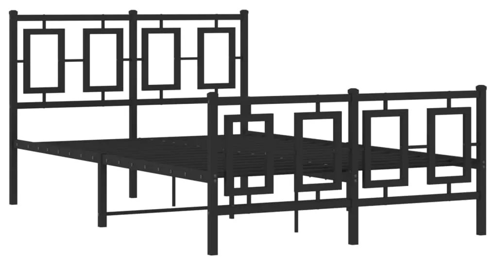 Estrutura de cama com cabeceira e pés 120x190 cm metal preto