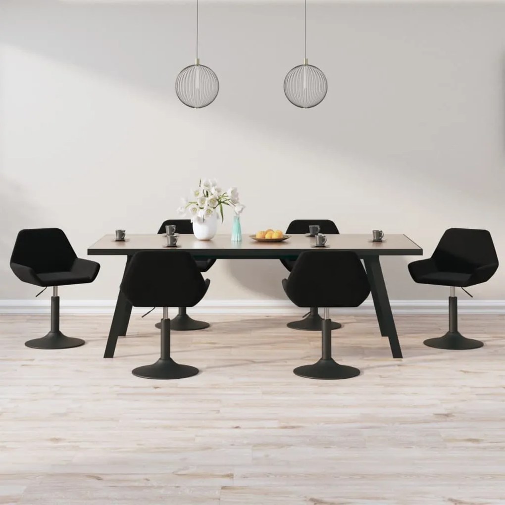 vidaXL Cadeiras de jantar giratórias 6 pcs veludo preto