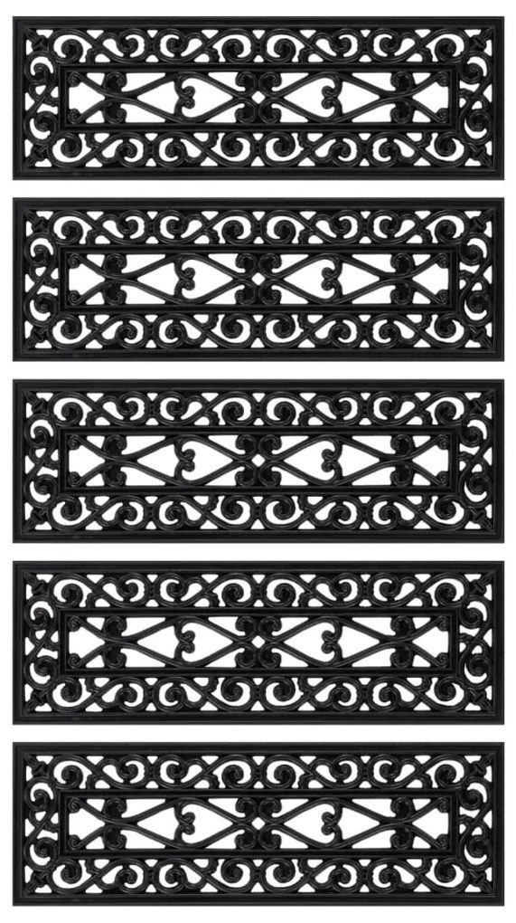 Tapetes de escada 5 pcs 25x75 cm borracha