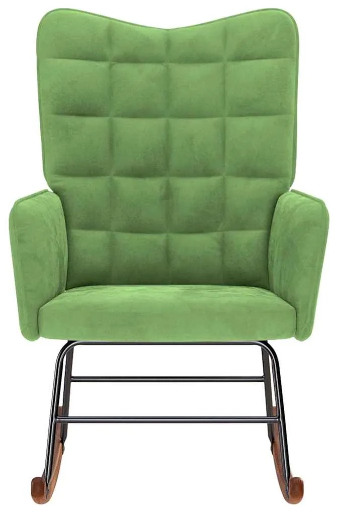 Cadeira de baloiço veludo verde-claro