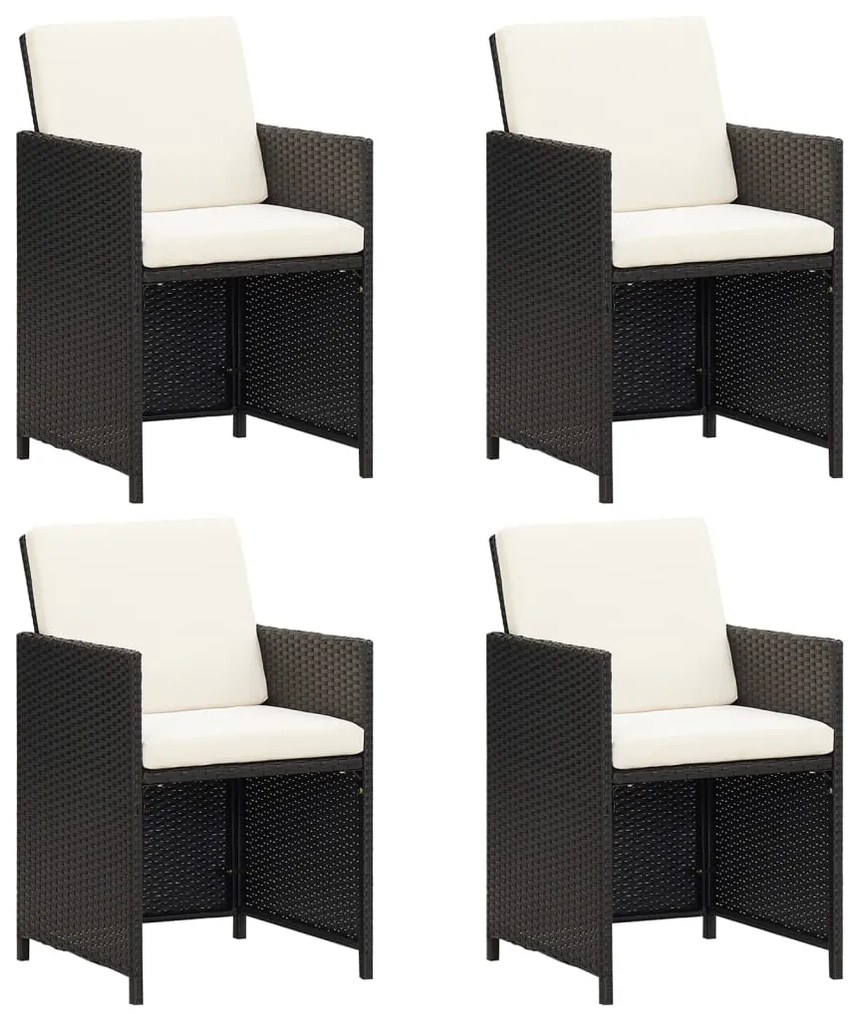 vidaXL Cadeiras de jardim 4 pcs vime PE preto